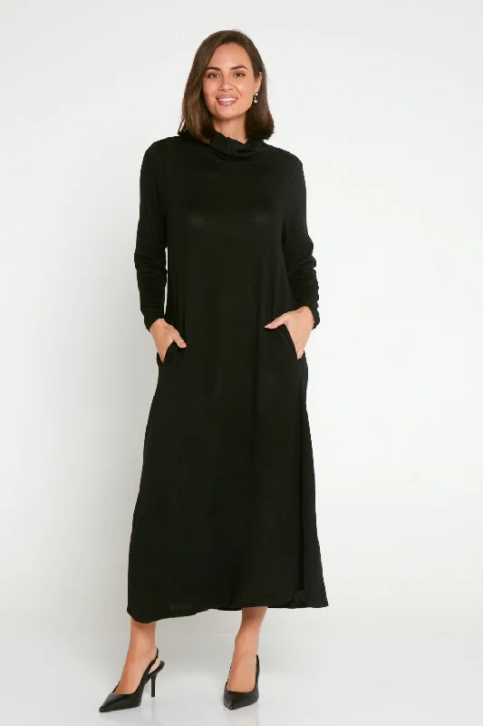 Astrid Maxi Dress - Black Elegant Wraparound Maxi Dress