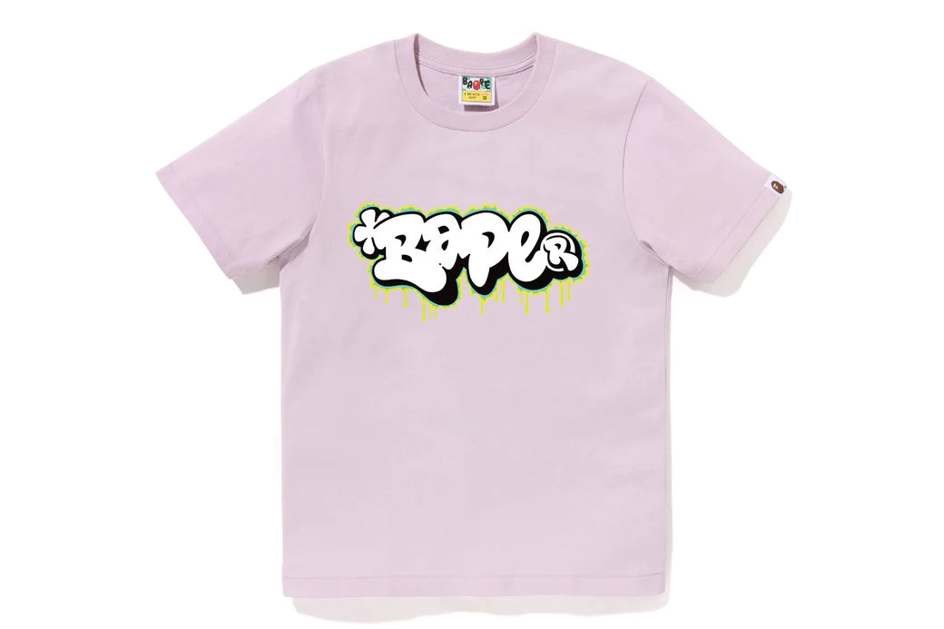 Bape Women Graffiti Logo Tee L C Purple Machine Wash Dry Clean Hand Wash