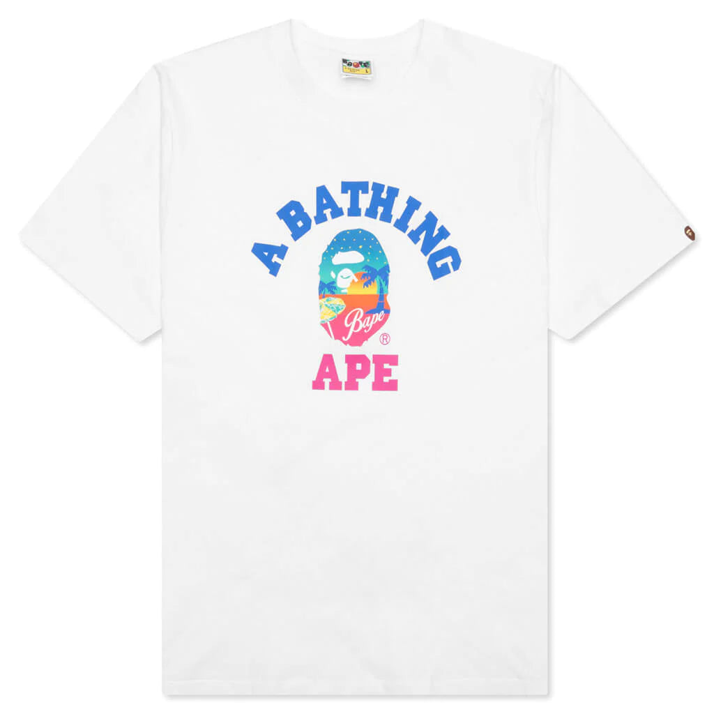 Bape Women Sunset Beach Tee L C White Real Fur Shearling Chenille