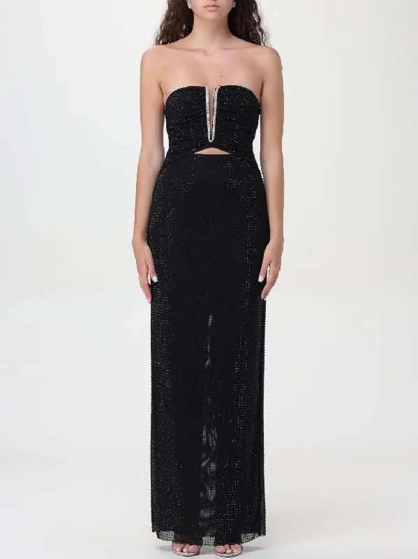 Black Crystal-Embellished Cut-Out Strapless Maxi Dress Comfortable Fitted Maxi Dress