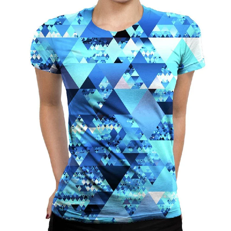 Blue Crystals Womens T-Shirt Terry Blend Velvet Blend Canvas Blend