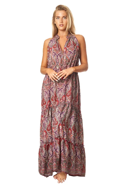 Boho Positano Maxi Dresses Comfortable Plunging Neckline Maxi Dress