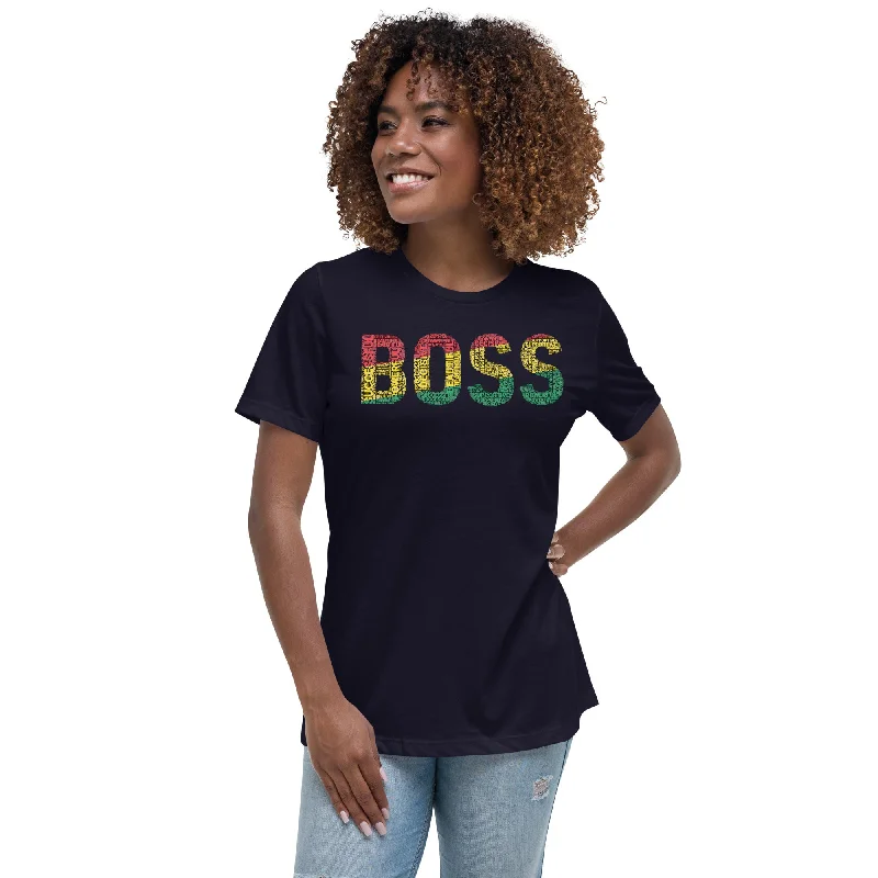 BOSS  Pan African Inspired Women's Relaxed T-Shirt Solid Print Embellished