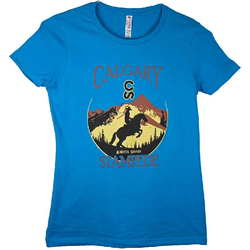 Calgary Stampede Women's Mountain Horse T-Shirt Wool Fabric Cashmere Fabric Tweed Fabric