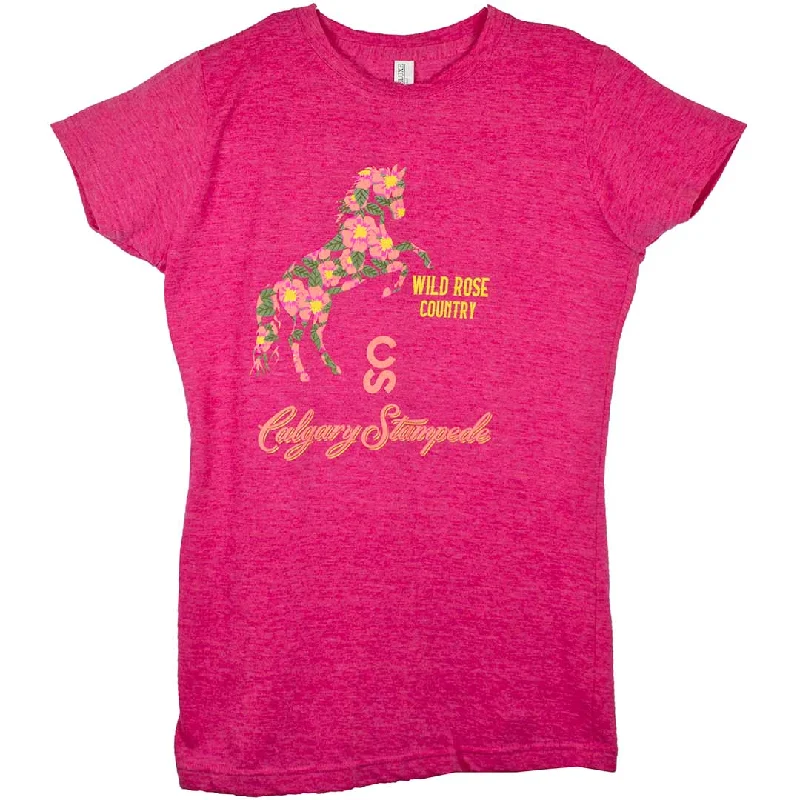 Calgary Stampede Women's Wild Rose T-Shirt Mesh Blend Leather Blend Suede Blend