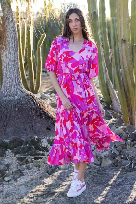 Cassia Maxi Dress Bright Floral Fashionable Sheer Maxi Dress