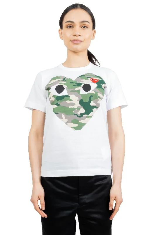 comme des garcons play w camo heart big logo tee Hooded Caped Shawl Collar