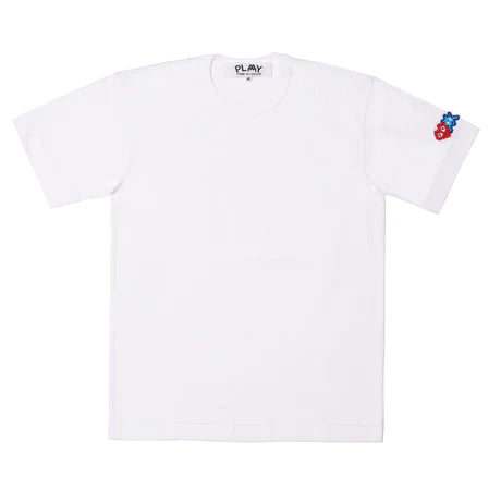 Comme Des Garcons Play Women x Invader Logo-Patch Cotton T-shirt White Mesh Blend Leather Blend Suede Blend