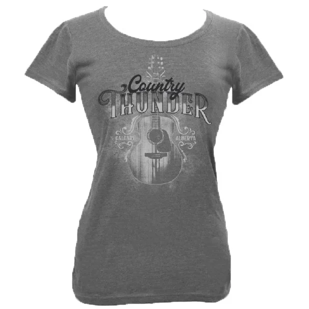 Country Thunder Women's Guitar Graphic T-Shirt Chenille Fabric Brocade Fabric Lace Fabric