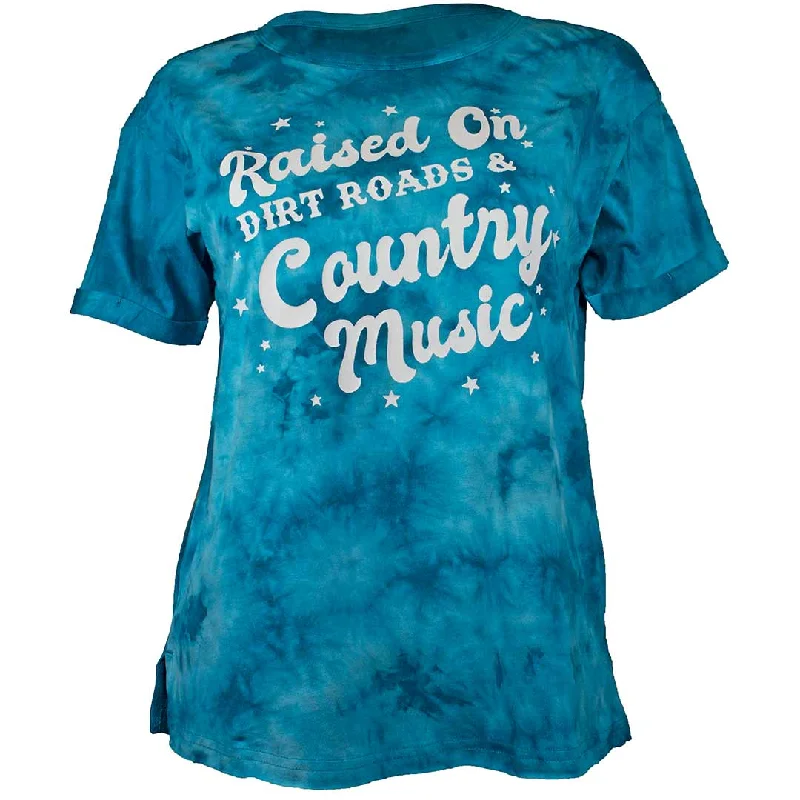 Cruel Denim Women's "Raised On Dirt Roads" Tie-Dye T-Shirt Embroidered Appliqued Beaded