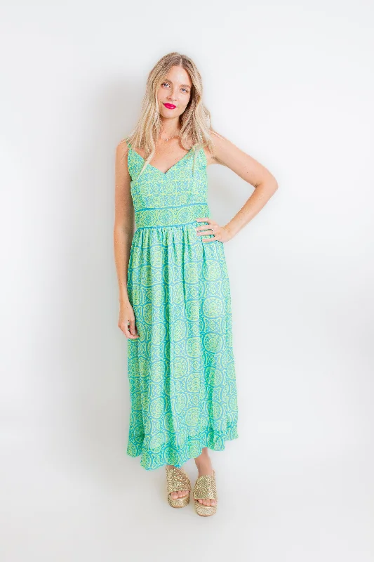 Fiesta Time Lime Maxi Dress Comfortable Fitted Maxi Dress