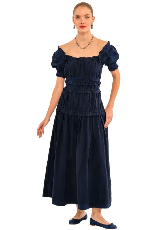 Navy Ruffle Up Maxi Dress Classic Tulle Maxi Dress