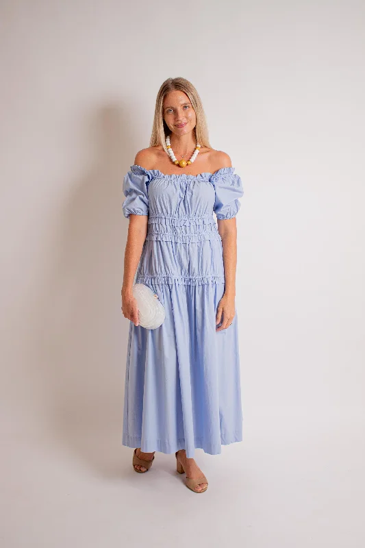 Periwinkle Ruffle Up Maxi Dress Cozy Ribbed Maxi Dress