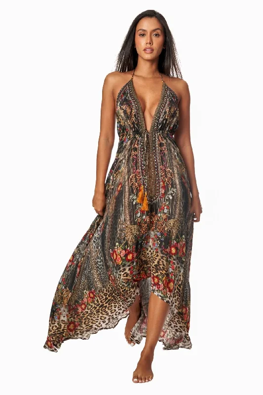 Eclectic Jungle Convertible 3 Way Maxi Dress Trendy Fit-and-Flare Maxi Dress