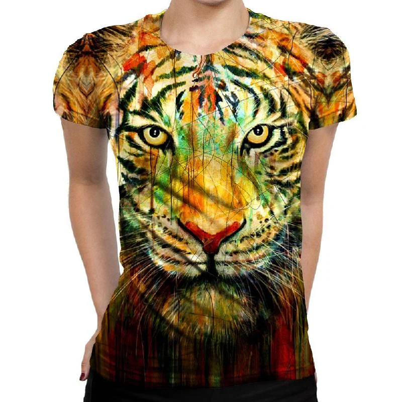 El Tigre Womens T-Shirt Satin Fabric Silk Fabric Chiffon Fabric