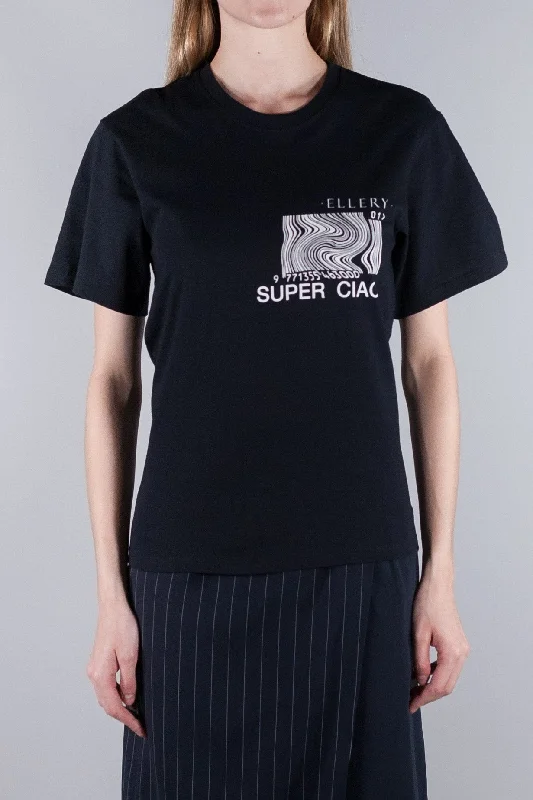 Ellery Super Ciao T-Shirt Black Terry Blend Velvet Blend Canvas Blend