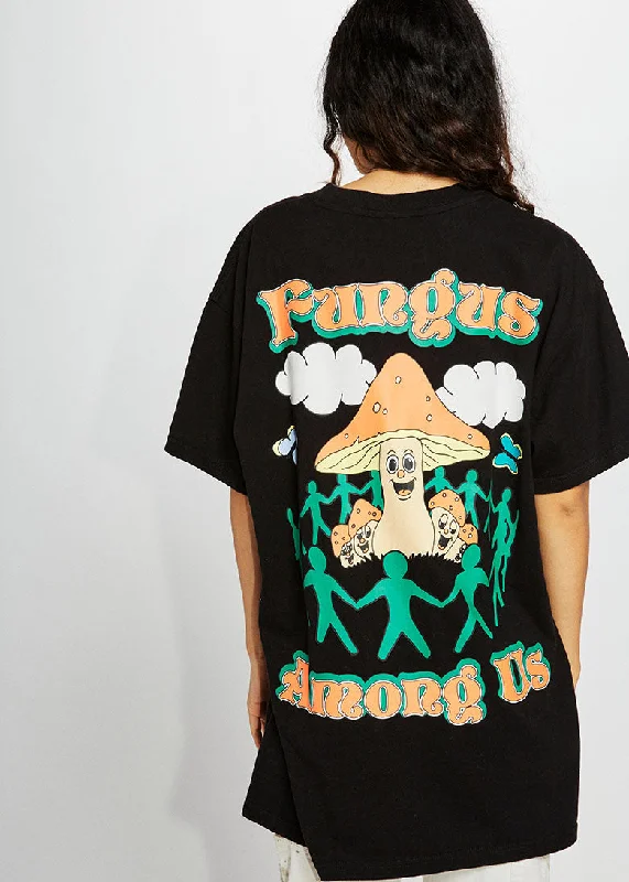 Fungus Among Us Graphic Short Sleeve Tee Zippered Front Buttoned Front Snap Front