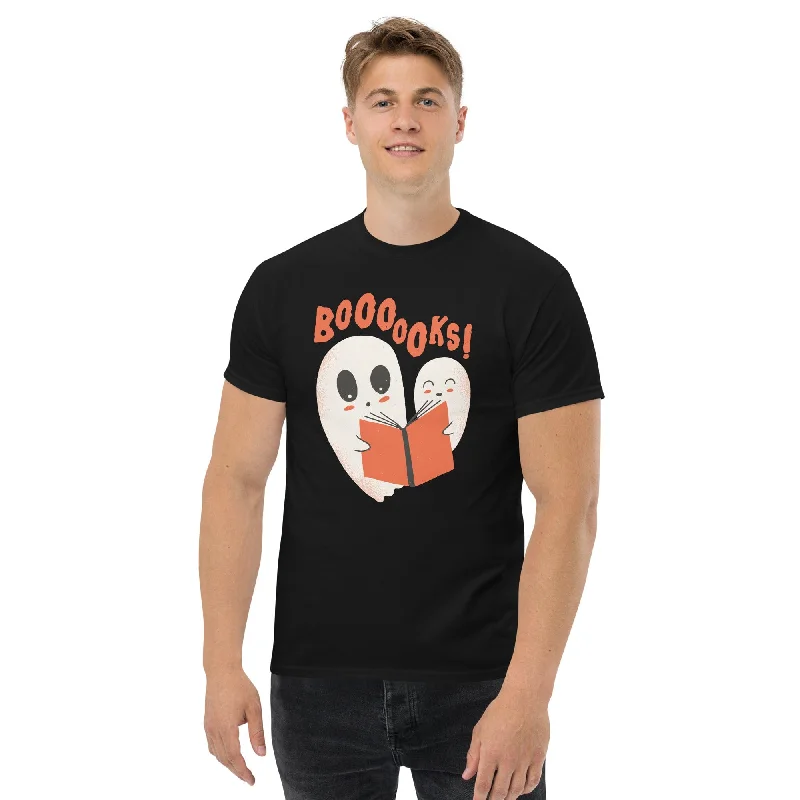 Ghosts with Boooooks - Plus-Sized T-Shirt Front Pockets Side Pockets Patch Pockets