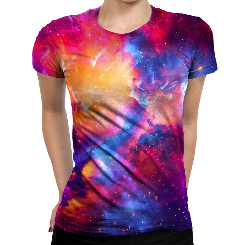 Glossy Galaxy Womens T-Shirt Cashmere Blend Cotton Blend Poly Blend