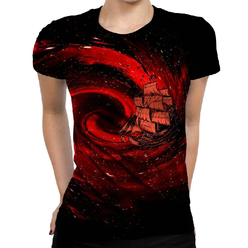 Journey To The Edge Of The Universe Womens T-Shirt Asymmetrical Pockets Print