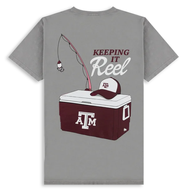 Texas A&M University Keeping It Reel T-Shirt Spandex Blend Rayon Blend Denim Blend