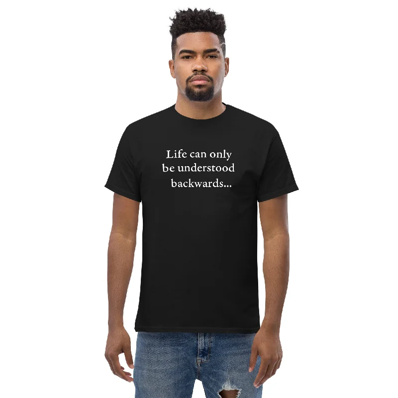 Kierkegaard Quote - Life can only be understood backwards - Plus-Sized T-Shirt Satin Fabric Silk Fabric Chiffon Fabric