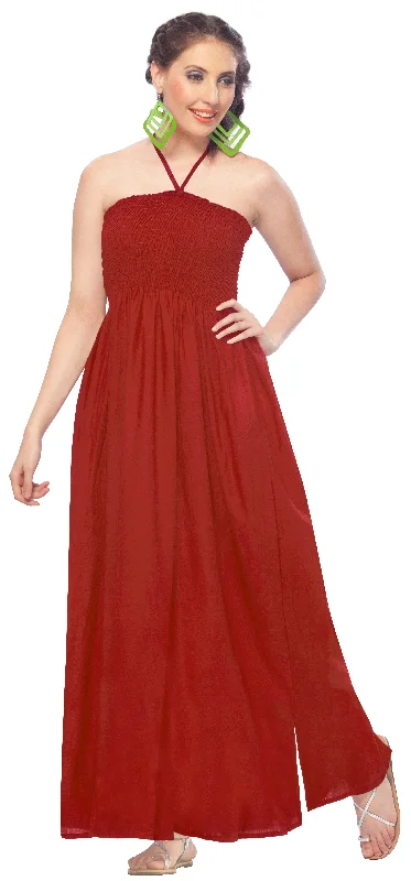 LA LEELA Rayon Solid Maxi Tube Dress Swimsiut Womens Party Red 263 One Size Adjustable Swim Top