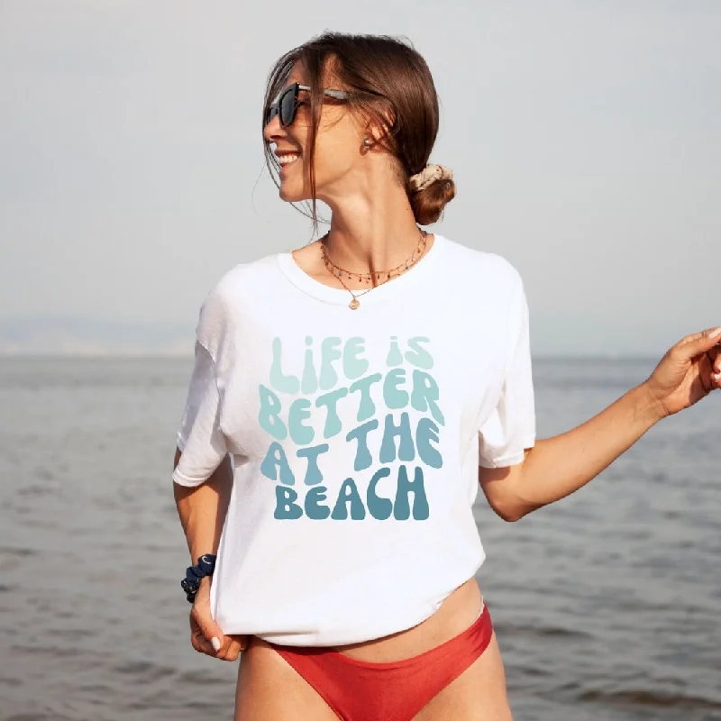 Life is Better at the Beach Tee - Summer Aesthetic Tee - Beach Trendy Tee - Bella Canvas Oversized Unisex Tee Basic T-Shirt Crew Neck Short Sleeve