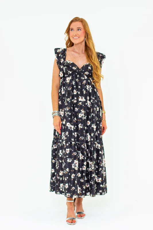 Lilly Sweetheart Neckline Maxi Dress - Flower Basket Comfortable T-Shirt Maxi Dress