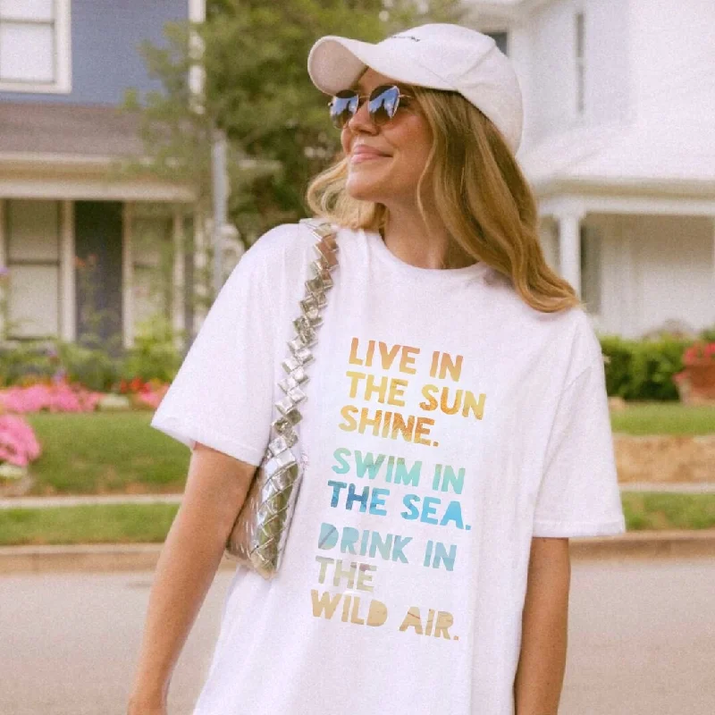 Live in the Sunshine Beach Tee - Beach Aesthetic - Beach Quote Oversized Women’s Tee - Bella Canvas Unisex Tee Basic T-Shirt Crew Neck Short Sleeve