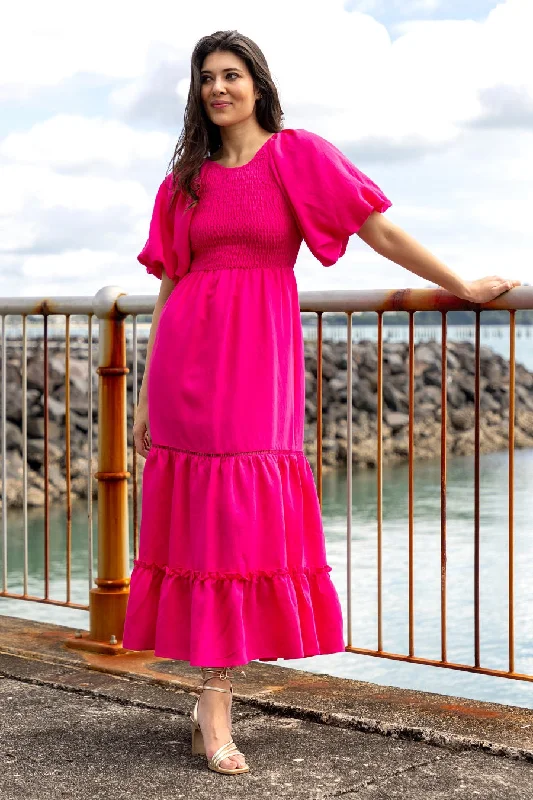 Lydia Maxi Dress Pink Fashionable Button-Down Maxi Dress