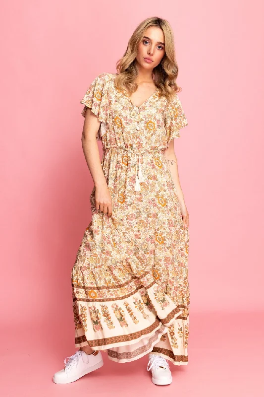 Sierra Maxi Dress Viscose Boho Trendy A-Line Maxi Dress