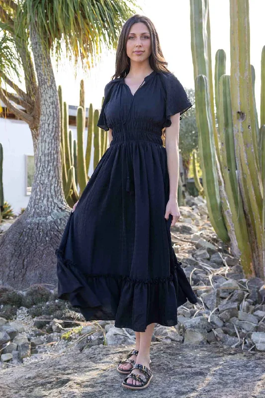 Mistee Maxi Dress Black Comfortable Fitted Maxi Dress