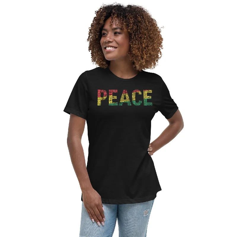 PEACE Word Cluster Women's Relaxed T-Shirt Oversized T-Shirt Spandex breathable