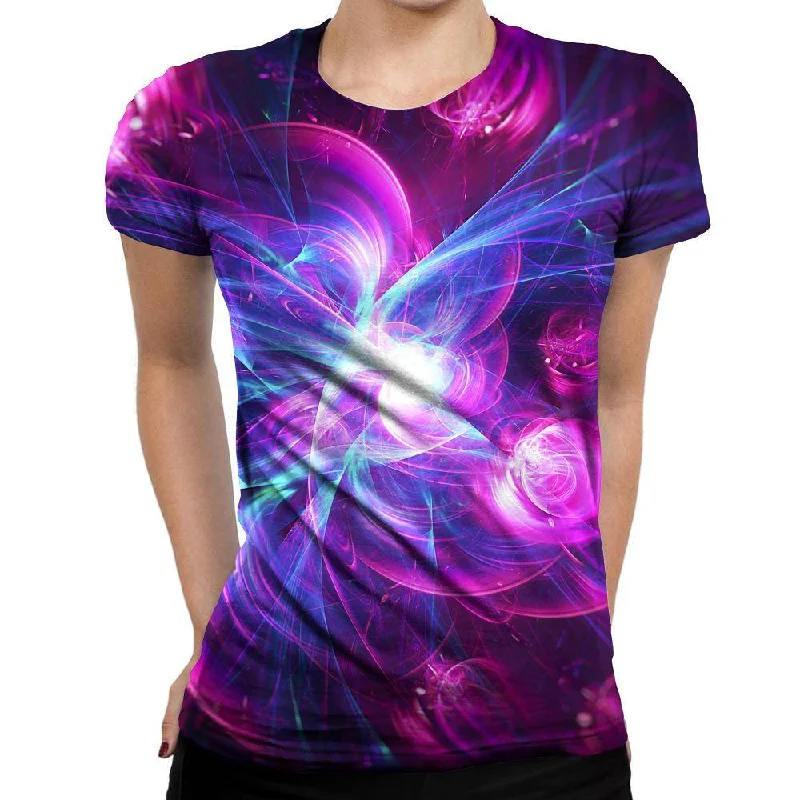 Purple Light Womens T-Shirt Welt Pockets Slit Pockets Flap Pockets