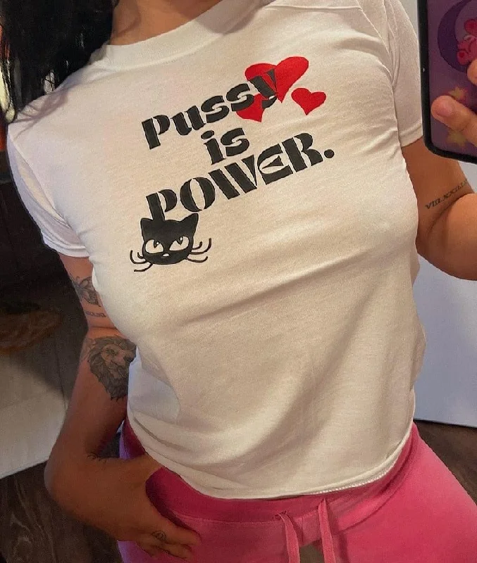 Pussy Is Power Tee Houndstooth Herringbone Solid