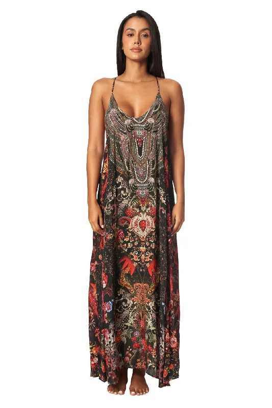 Racerback Maxi Dress for Resort or Cruise Elegant Floral Maxi Dress