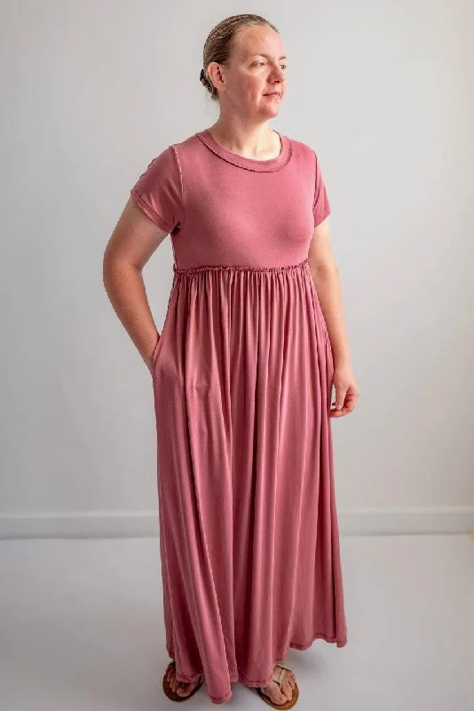 Rachel Knit Maxi Dress in Mauve - FINAL SALE Comfortable Maxi Dress with Belt