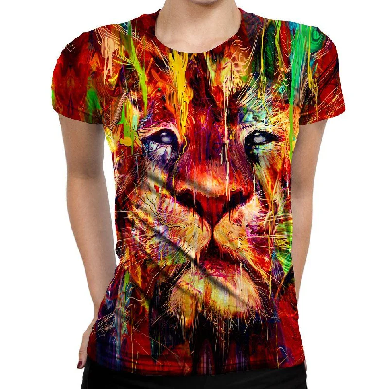 Red Lion Womens T-Shirt Fleece Fabric Down Fabric Feather Fabric