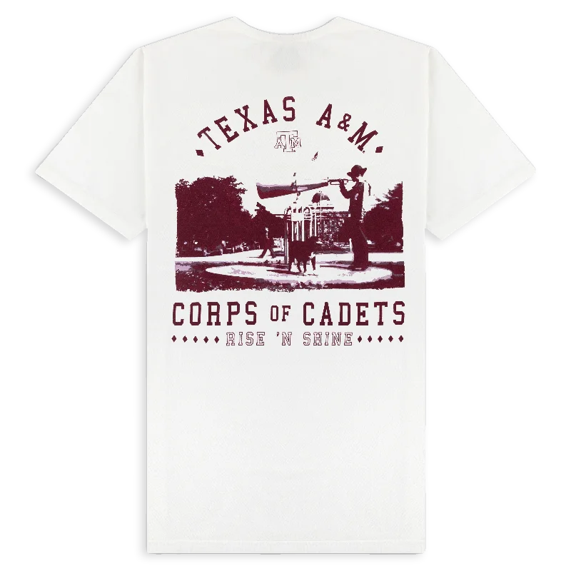 Texas A&M Rise N Shine Corps of Cadets T-Shirt Notch Collar Peter Pan Collar Cowl Neck