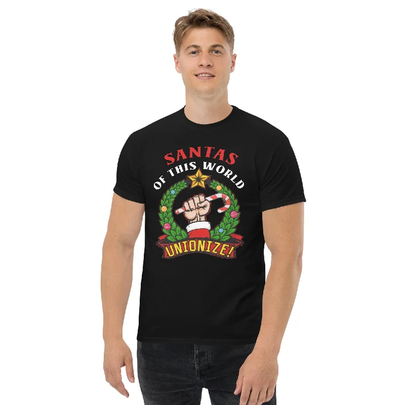 Santas of this world, Unionize! - Plus-Sized T-Shirt Print Jacquard Patchwork