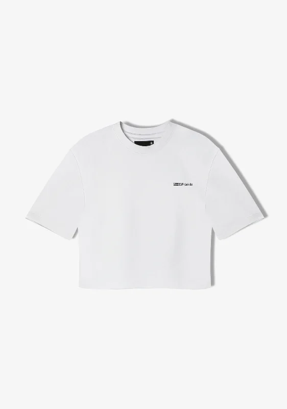 St. Denis Cropped T-Shirt White / Black Elasticated Padded Insulated