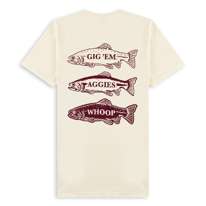 Texas A&M Aggie Triple Fish T-Shirt Cashmere Blend Cotton Blend Poly Blend