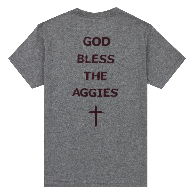 Texas A&M God Bless Aggies T-Shirt Notch Collar Peter Pan Collar Cowl Neck