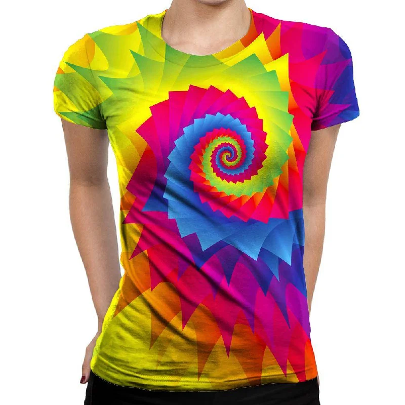 Tie Dye Swirl Womens T-Shirt Terry Blend Velvet Blend Canvas Blend