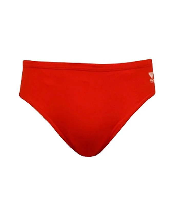 TYR Men's TYReco Solid Racer Brief Swimsuit Red High-Waisted Swim Bottoms