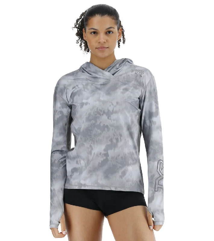 TYR Women's Turbulent SunDefense Hooded Long Sleeve UPF 50+ Swim Shirt Classic One-Piece