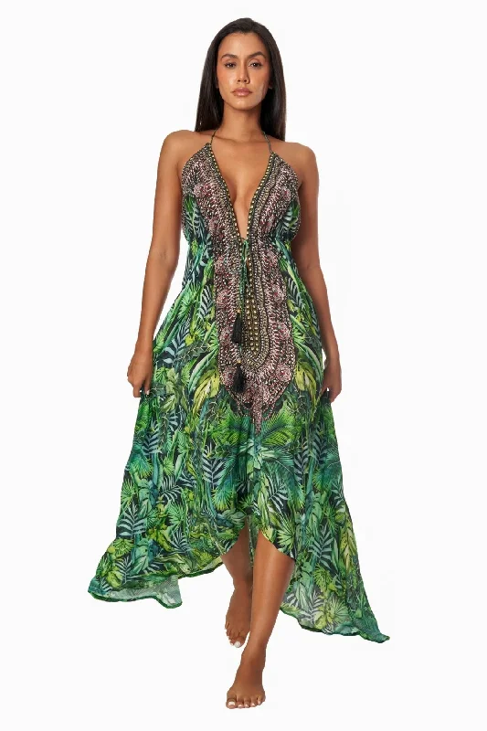 Wild Country Printed Convertible 3 Way Maxi Dress Wholesale Trendy Maxi Dress with Bow