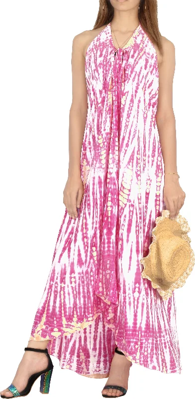 Women's Casual Beachwear Tie Dye Loose Bikini Swimwear Cover up Caftan Dress Pink Retro Swimwear Style