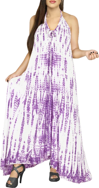 Women's Casual Beachwear Tie Dye Loose Bikini Swimwear Cover up Caftan Dress Pur Tie-Back Swimwear